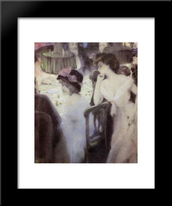 The Players (Pastel On Paper) 20x24 Black Modern Wood Framed Art Print Poster by Kirchner, Raphael