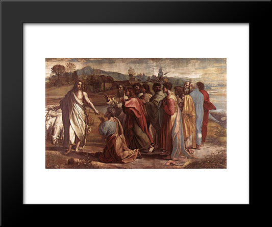 Christ'S Charge To St. Peter (Cartoon For The Sistine Chapel) 20x24 Black Modern Wood Framed Art Print Poster by Raphael