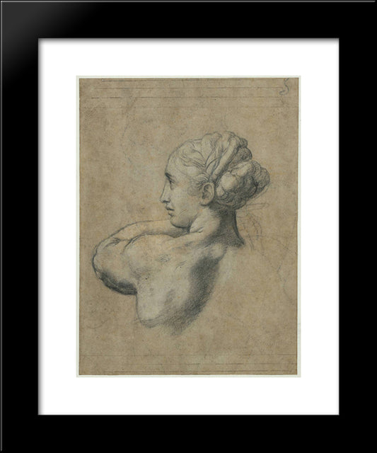 Head Of A Woman 20x24 Black Modern Wood Framed Art Print Poster by Raphael