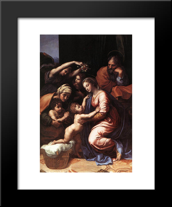 Holy Family (Known As The Grande Famille Of Francois I) 20x24 Black Modern Wood Framed Art Print Poster by Raphael