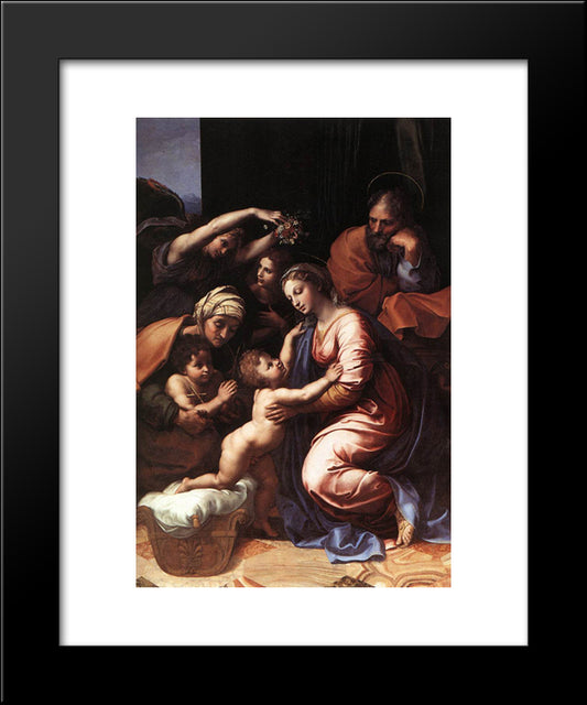 Holy Family (Known As The Grande Famille Of Francois I) 20x24 Black Modern Wood Framed Art Print Poster by Raphael