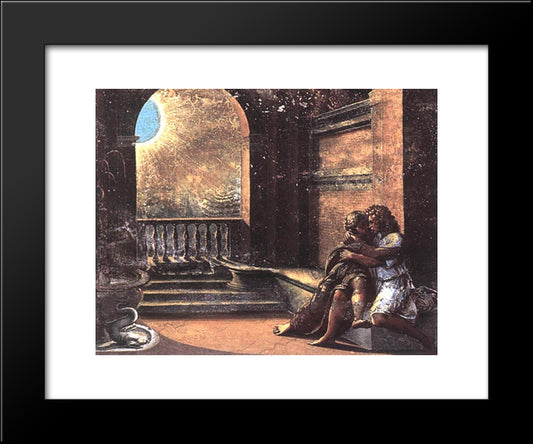 Isaac And Rebecca Spied Upon By Abimelech 20x24 Black Modern Wood Framed Art Print Poster by Raphael