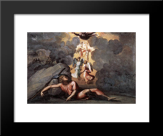 Jacob'S Dream 20x24 Black Modern Wood Framed Art Print Poster by Raphael