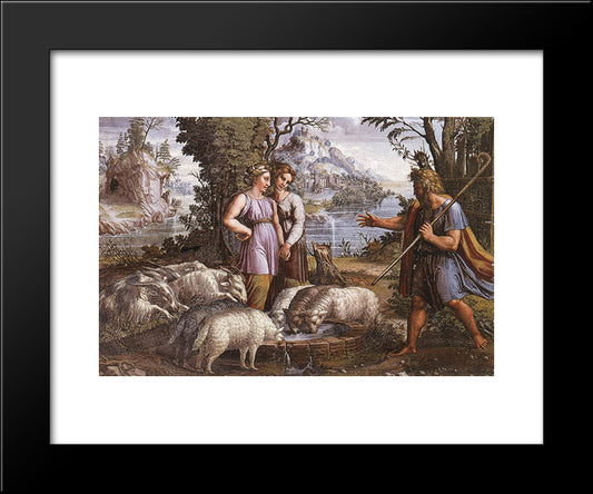Jacob'S Encounter With Rachel 20x24 Black Modern Wood Framed Art Print Poster by Raphael
