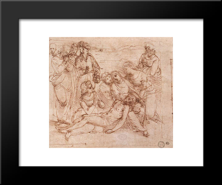 Lamentation Over The Dead Christ 20x24 Black Modern Wood Framed Art Print Poster by Raphael