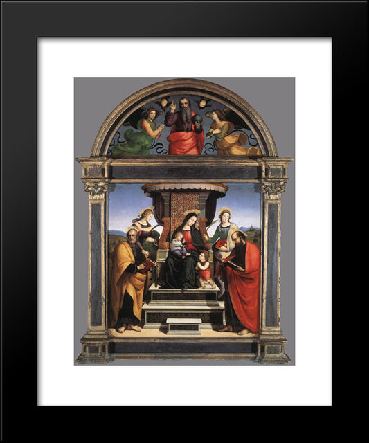 Madonna And Child Enthroned With Saints 20x24 Black Modern Wood Framed Art Print Poster by Raphael