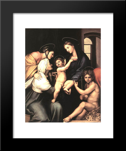 Madonna Of The Cloth 20x24 Black Modern Wood Framed Art Print Poster by Raphael