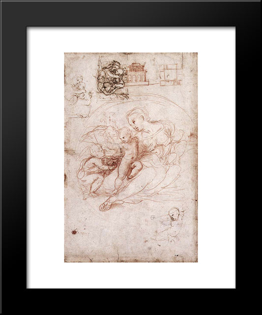 Madonna Studies 20x24 Black Modern Wood Framed Art Print Poster by Raphael