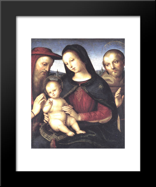 Madonna With Child And Saints 20x24 Black Modern Wood Framed Art Print Poster by Raphael