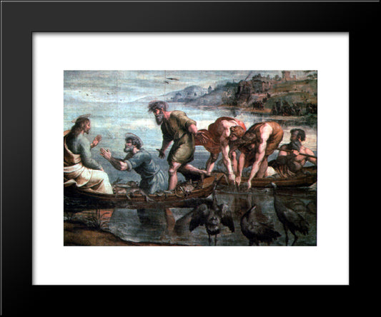 Miraculous Draught Of Fishes 20x24 Black Modern Wood Framed Art Print Poster by Raphael