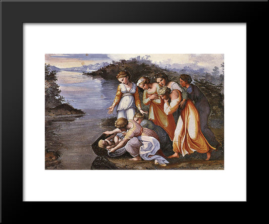 Moses Saved From The Water 20x24 Black Modern Wood Framed Art Print Poster by Raphael