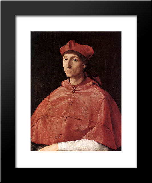 Portrait Of A Cardinal 20x24 Black Modern Wood Framed Art Print Poster by Raphael