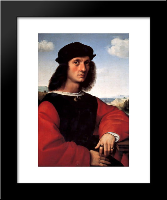 Portrait Of Agnolo Doni 20x24 Black Modern Wood Framed Art Print Poster by Raphael