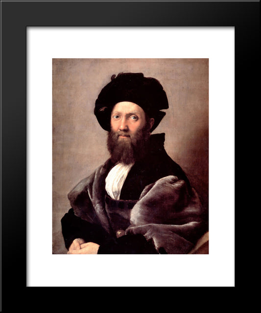 Portrait Of Baldassare Castiglione 20x24 Black Modern Wood Framed Art Print Poster by Raphael