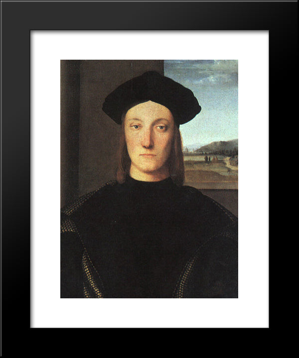 Portrait Of Guidobaldo Da Montefeltro, Duke Of Urbino 20x24 Black Modern Wood Framed Art Print Poster by Raphael