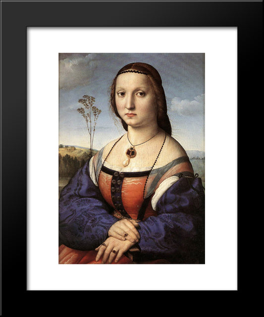 Portrait Of Maddalena Doni 20x24 Black Modern Wood Framed Art Print Poster by Raphael