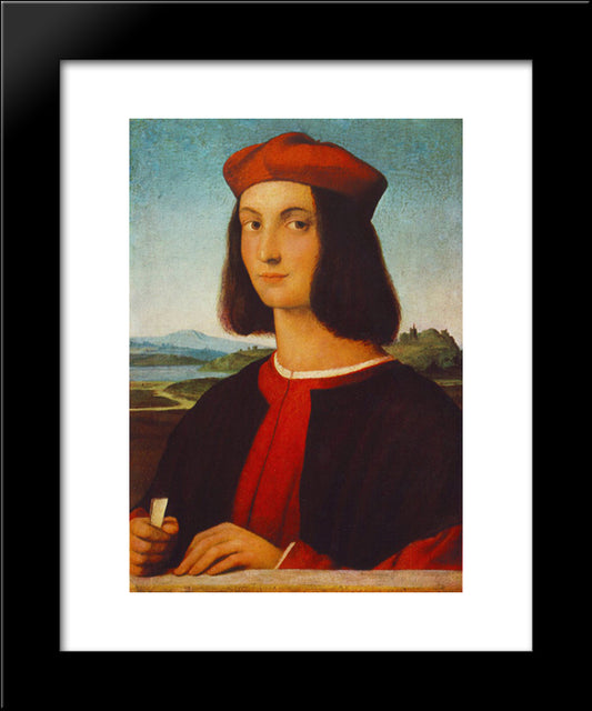 Portrait Of The Young Pietro Bembo 20x24 Black Modern Wood Framed Art Print Poster by Raphael