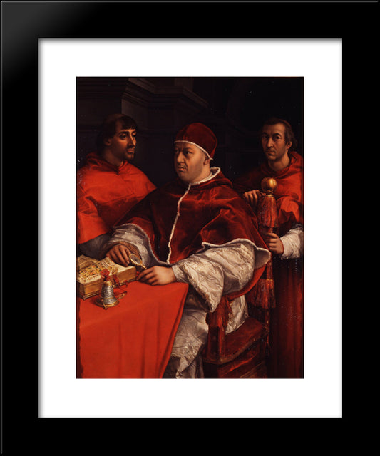 Portraits Of Leo X Cardinal Luigi De' Rossi And Giulio De Medici 20x24 Black Modern Wood Framed Art Print Poster by Raphael