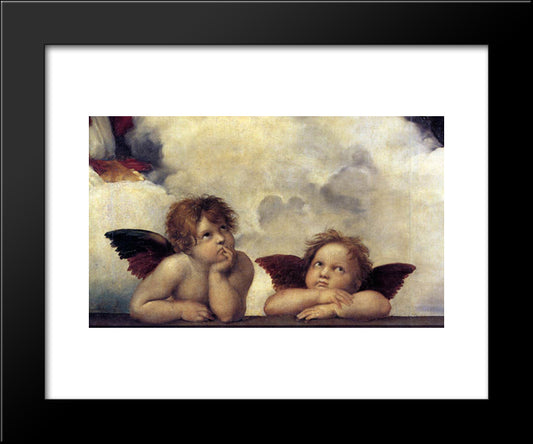 Putti, Detail From The Sistine Madonna 20x24 Black Modern Wood Framed Art Print Poster by Raphael