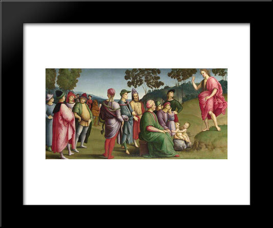 Saint John The Baptist Preaching 20x24 Black Modern Wood Framed Art Print Poster by Raphael