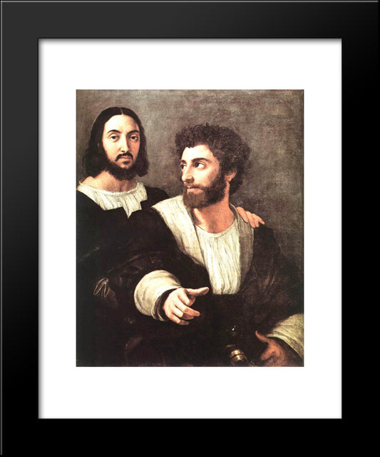 Self Portrait With A Friend 20x24 Black Modern Wood Framed Art Print Poster by Raphael