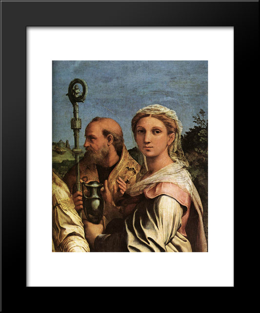 St. Cecilia With Saints (Detail) 20x24 Black Modern Wood Framed Art Print Poster by Raphael