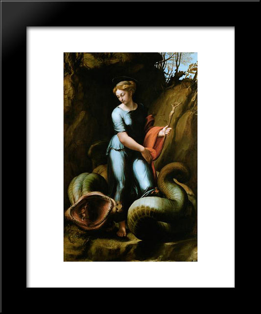 St. Margaret 20x24 Black Modern Wood Framed Art Print Poster by Raphael