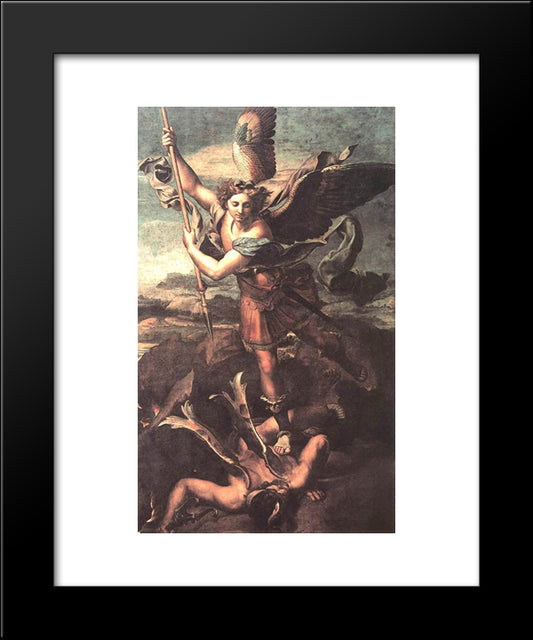 St. Michael Overwhelming The Demon 20x24 Black Modern Wood Framed Art Print Poster by Raphael