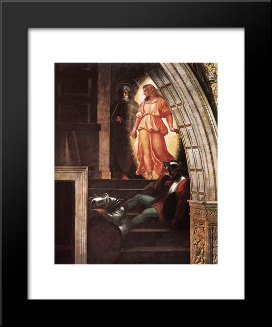 St Peter Escapes With The Angel, From 'The Liberation Of Saint Peter' In The Stanza D'Eliodoro 20x24 Black Modern Wood Framed Art Print Poster by Raphael