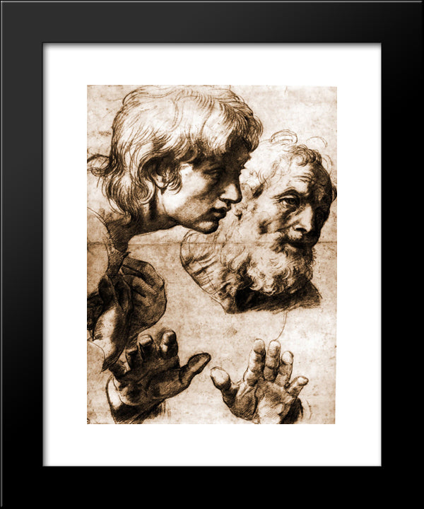 Studies For The Transfiguration 20x24 Black Modern Wood Framed Art Print Poster by Raphael