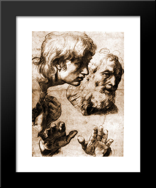 Studies For The Transfiguration 20x24 Black Modern Wood Framed Art Print Poster by Raphael