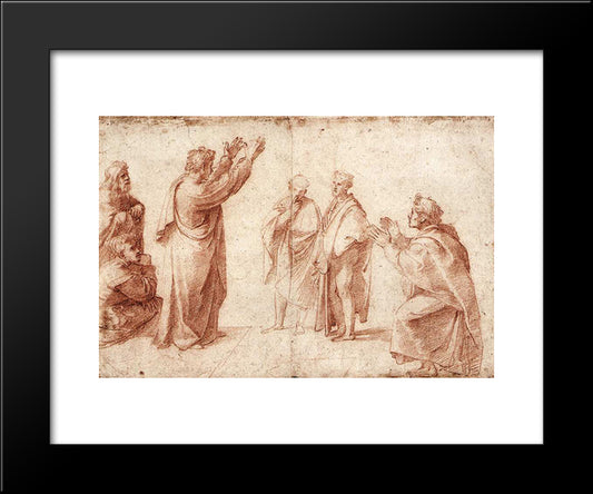 Study For St. Paul Preaching In Athens 20x24 Black Modern Wood Framed Art Print Poster by Raphael