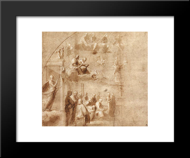 Study For The Disputa 20x24 Black Modern Wood Framed Art Print Poster by Raphael