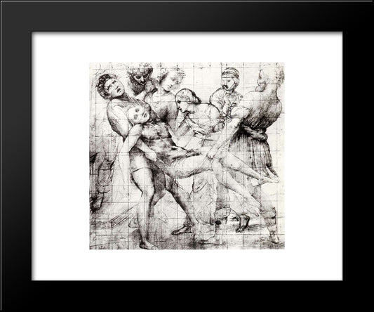 Study For The 'Entombment' In The Galleria Borghese, Rome 20x24 Black Modern Wood Framed Art Print Poster by Raphael