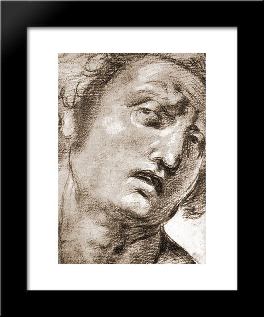 Study For The Head 20x24 Black Modern Wood Framed Art Print Poster by Raphael