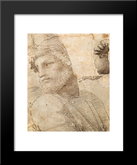 Study For The Head Of A Poet 20x24 Black Modern Wood Framed Art Print Poster by Raphael