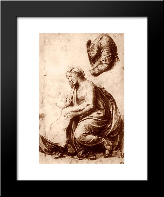 Study For The Holy Family 20x24 Black Modern Wood Framed Art Print Poster by Raphael