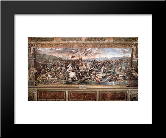The Battle At Pons Milvius 20x24 Black Modern Wood Framed Art Print Poster by Raphael