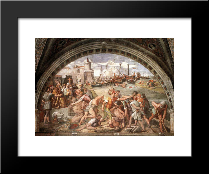 The Battle Of Ostia 20x24 Black Modern Wood Framed Art Print Poster by Raphael
