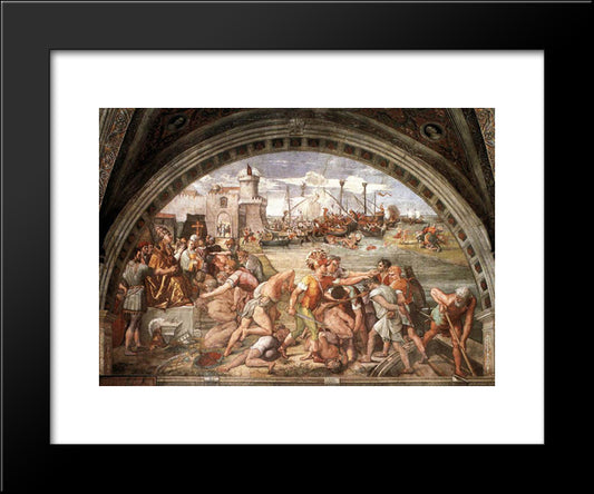 The Battle Of Ostia 20x24 Black Modern Wood Framed Art Print Poster by Raphael