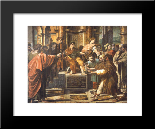 The Blinding Of Elymas (Cartoon For The Sistine Chapel) 20x24 Black Modern Wood Framed Art Print Poster by Raphael