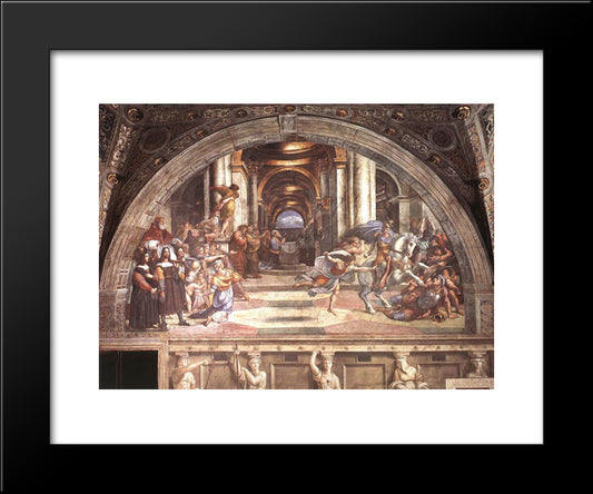 The Expulsion Of Heliodorus From The Temple 20x24 Black Modern Wood Framed Art Print Poster by Raphael