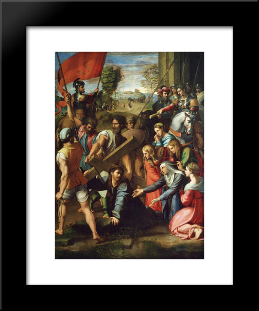 The Fall On The Road To Calvary 20x24 Black Modern Wood Framed Art Print Poster by Raphael