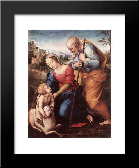 The Holy Family With A Lamb 20x24 Black Modern Wood Framed Art Print Poster by Raphael