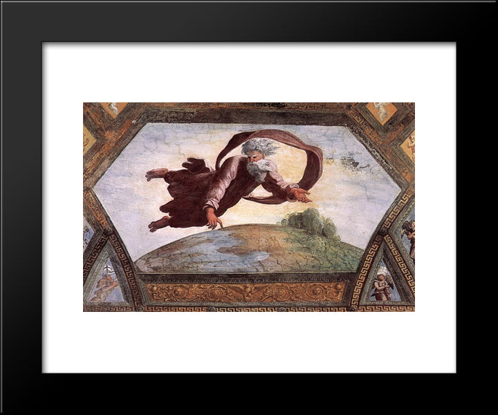 The Separation Of Land And Water 20x24 Black Modern Wood Framed Art Print Poster by Raphael