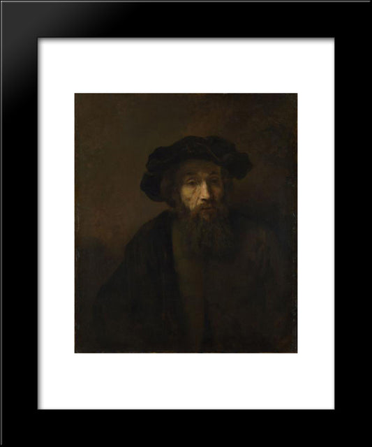 A Bearded Man In A Cap 20x24 Black Modern Wood Framed Art Print Poster by Rembrandt