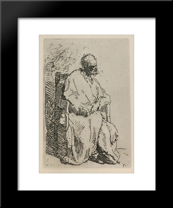 A Beggar Sitting In An Elbow Chair 20x24 Black Modern Wood Framed Art Print Poster by Rembrandt