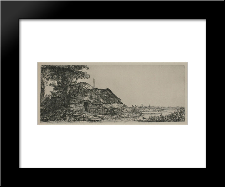 A Large Landscape With A Mill Sail 20x24 Black Modern Wood Framed Art Print Poster by Rembrandt