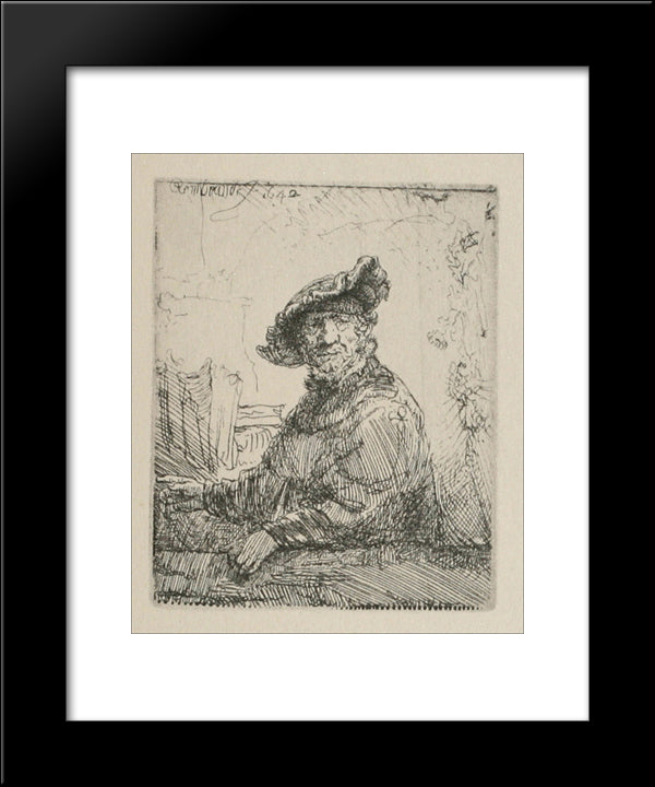 A Man In An Arboug 20x24 Black Modern Wood Framed Art Print Poster by Rembrandt