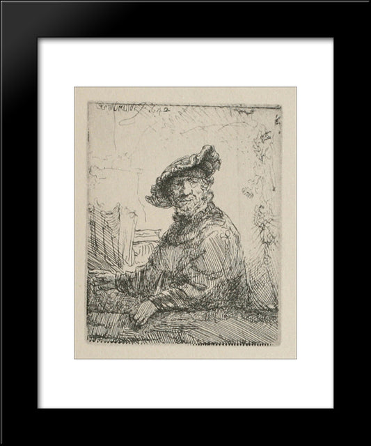 A Man In An Arboug 20x24 Black Modern Wood Framed Art Print Poster by Rembrandt